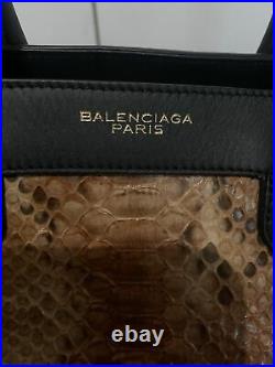 Balenciaga Padlock All Time Handbag Noir Cognac Python Brand New