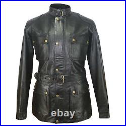 Benjamin Jet Black Men Genuine Leather Military Army Trialmaster Panther Jacket
