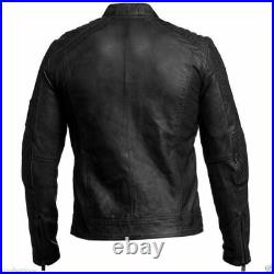 Black Genuine Leather Jacket Soft Lambskin Men Biker Motorcycle Casual Jacket