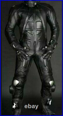 Black Motorcycle Leather Racing Biker Suit Motorbike Riding Suit XS-3XL. All Size