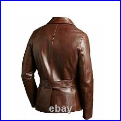 Blazer Coat Biker Brown Motorcycle Bomber Men's Vintage Top Real Leather Jacket