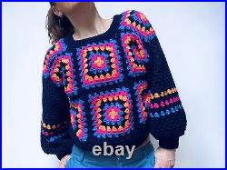 Bold & Bright Crochet Pullover