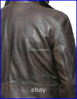 Brand NEW Men's Authentic Lambskin Leather Overcoat Real Brown Urban Trench Coat