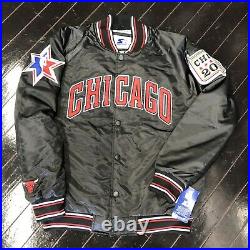 Brand New 2020 Chicago All Star Game Starter Jacket Bulls Black Blue NBA Flag L