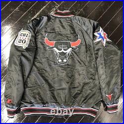 Brand New 2020 Chicago All Star Game Starter Jacket Bulls Black Blue NBA Flag L