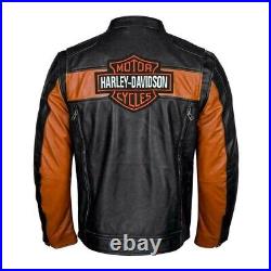 Brand New Harley Davidson Biker Real Leather Motorcycle Jacket Free Shipping