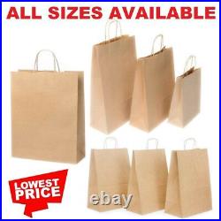 Brown Paper Bags With Handles Large Small 100 50 10 Party Gift Sweet Carrier Sos