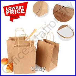 Brown Paper Bags With Handles Small Large 100 50 25 For Party Gift Sweet Carrier