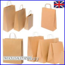 Brown Paper Bags With Handles Small Large Carrier 100 50 10 For Party Gift Sweet