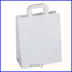 Brown & White Kraft Paper Sos Food Carrier Bags With Handles Party Takeaway Etc