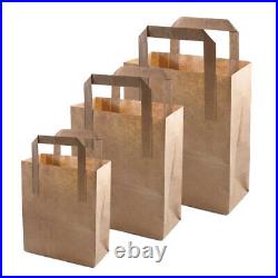 Brown & White Paper Bags with Handles for Takeaway Food & Vegetables All Sizes