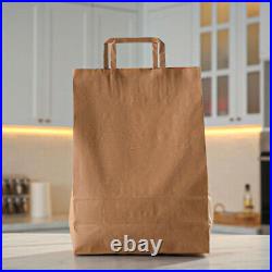 Brown & White Paper Bags with Handles for Takeaway Food & Vegetables All Sizes