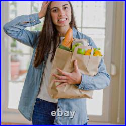 Brown & White Paper Bags with Handles for Takeaway Food & Vegetables All Sizes