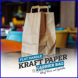 Brown & White Paper Bags with Handles for Takeaway Food & Vegetables All Sizes