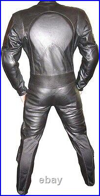 CHAOS 1-piece Black Leather Biker Motorcycle Suit All sizes