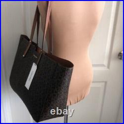 Calvin Klein Logo Print Large Tote Carry All Brown NEW