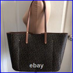 Calvin Klein Logo Print Large Tote Carry All Brown NEW