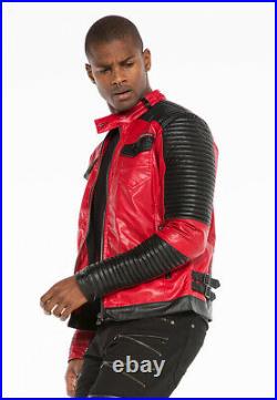 Cipo & Baxx ARROW Mens Biker Leather Jacket Red CJ244 New all Sizes