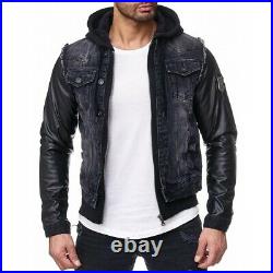 Cipo & Baxx Colby Mens Jeans Hood Jacket Black Denim C1290 all Sizes