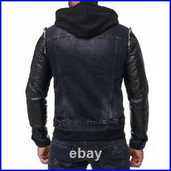 Cipo & Baxx Colby Mens Jeans Hood Jacket Black Denim C1290 all Sizes