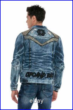 Cipo & Baxx DAYTONA Mens Jeans Jacket Biker CJ264 Denim all Sizes