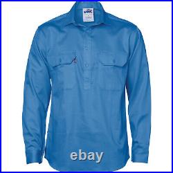 DNC Workwear 4 Pack Close Front Cotton Long Sleeve ShirtFlame Retardant 3204