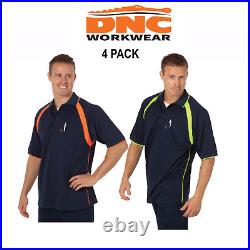 DNC Workwear 4 Pack Mens Coolbreathe Contrast Polo Short Sleeve Sleeve 5216