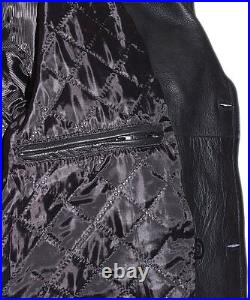 DR Black Men's Kriegsmarine Germany Military WW2 Cowhide Leather Jacket Pea Coat