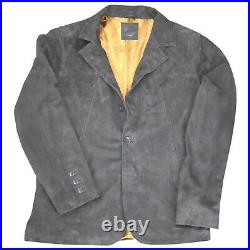 Dark Grey Formal Premium Suede Blazer Western Designer Jacket Men Notched Lapel
