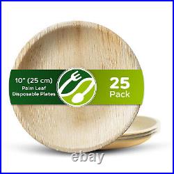 Disposable Bamboo Plates Round Eco Friendly Wooden Palm Leaf Biodegradable