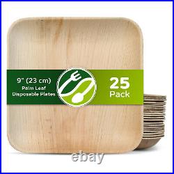 Disposable Bamboo Plates Square Eco Friendly Wooden Palm Leaf Biodegradable