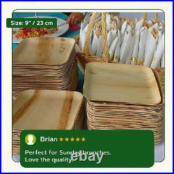 Disposable Bamboo Plates Square Eco Friendly Wooden Palm Leaf Biodegradable