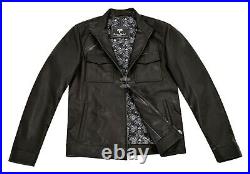 ELEGANT Mens Leather Jacket Semi Veg Tanned Black Casual Italian Lambskin Jacket