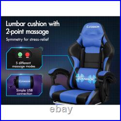 ELFORDSON Gaming Office Chair Extra Large Pillow Racing Footrest Seat PU Leather