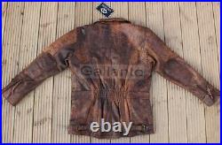 Eddie Mens 3/4 Motorcycle Long Biker Brown Distressed Vintage Leather Jackets