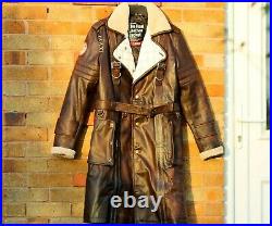 Elder Maxson Fallout Distressed Brown Cowhide Leather Long Coat / XS-5X & Custom