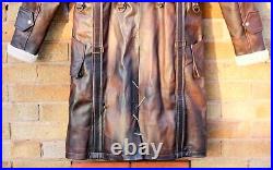 Elder Maxson Fallout Distressed Brown Cowhide Leather Long Coat / XS-5X & Custom