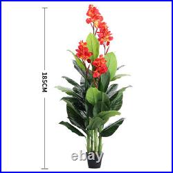 Extra Large Artificial Blossom Tree Canna Fake Potted Plant Indoor Outdoor Decor