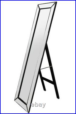 Extra Large Free Standing Mirror Art Deco All Glass Silver 5Ft X 1Ft3 150 X 40cm