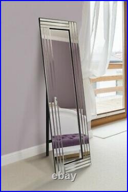 Extra Large Mirror Free Standing Art Deco All Glass Silver 5Ft X 1Ft3 150 X 40cm