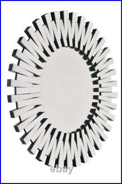 Extra Large Round Silver All Glass Starburst Wall Mirror Modern 3Ft 91cm