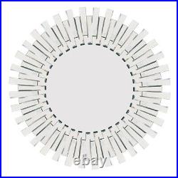 Extra Large Round Silver All Glass Starburst Wall Mirror Modern 4Ft 120cm