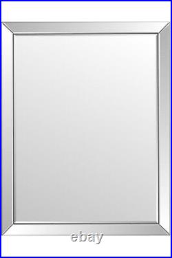 Extra Large Wall Mirror All Glass SIlver Modern 4Ft6 X 3Ft6 137cm X 107cm