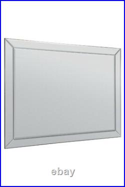 Extra Large Wall Mirror All Glass SIlver Modern 4Ft6 X 3Ft6 137cm X 107cm