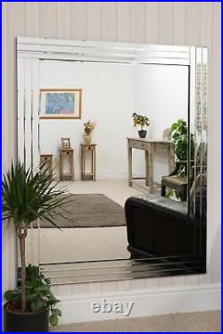 Extra Large Wall Mirror All Glass Silver Modern Frameless 4Ft9x3Ft9 144 X 116cm