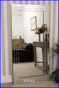 Extra Large Wall Mirror Full Length Silver All Glass 5Ft8 X 2Ft9 174cm X 85cm