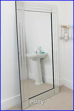 Extra Large Wall Mirror Full Length Silver All Glass Bathroom 5Ft8x2Ft9 174x85cm