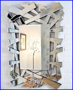 Extra Large Wall Mirror Modern All Glass Long Venetian 2Ft8 X 4Ft 81cm X 120cm