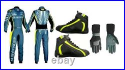F1 K1 KART suit Printed Go Karting Racing Suit, In All Sizes Shoes, Gloves pack 3