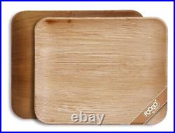 FOOGO Green Disposable Palm Large Serving Trays Wooden Plates Salad Eco